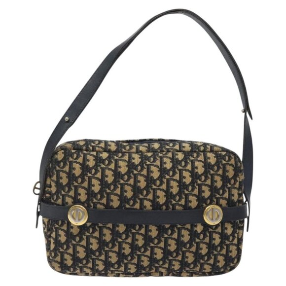 Christian Dior Trotter Canvas Shoulder Bag Navy Auth 116808 - Picture 1 of 16